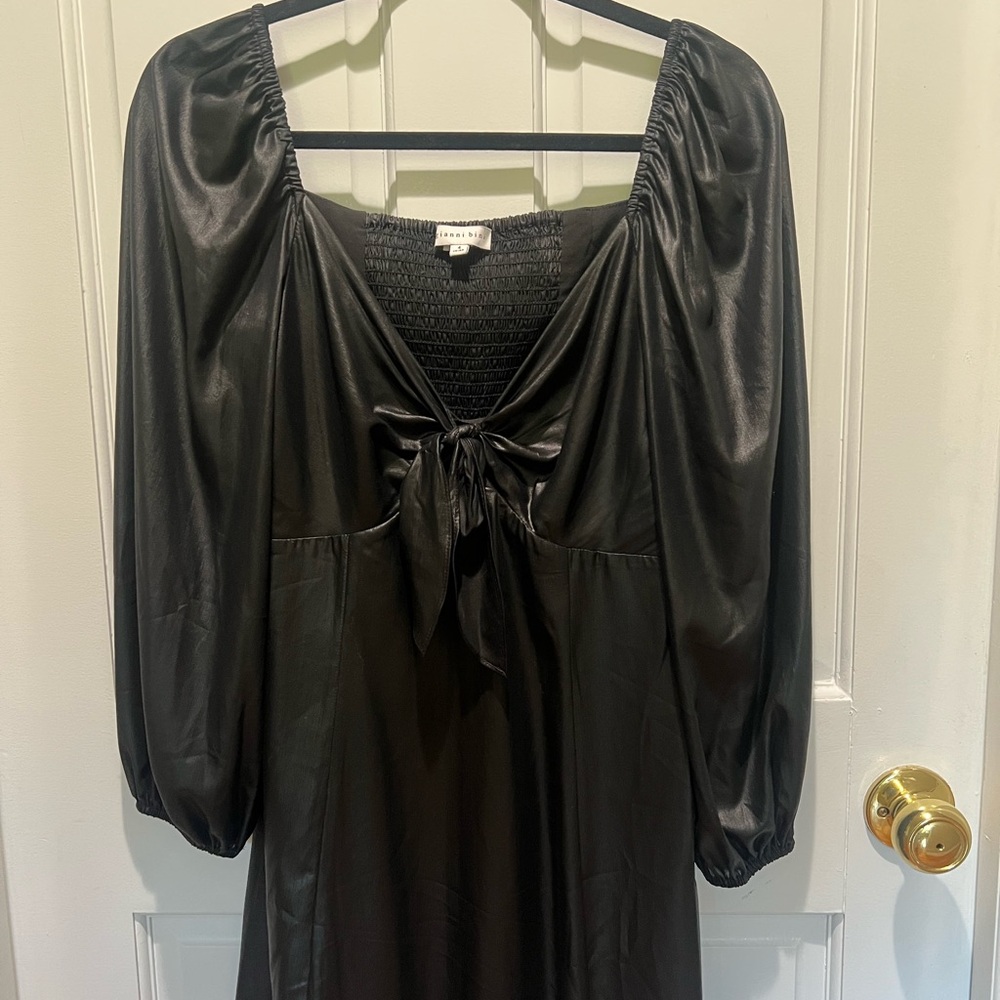 Gianni Bini Black Satin Mini Dress